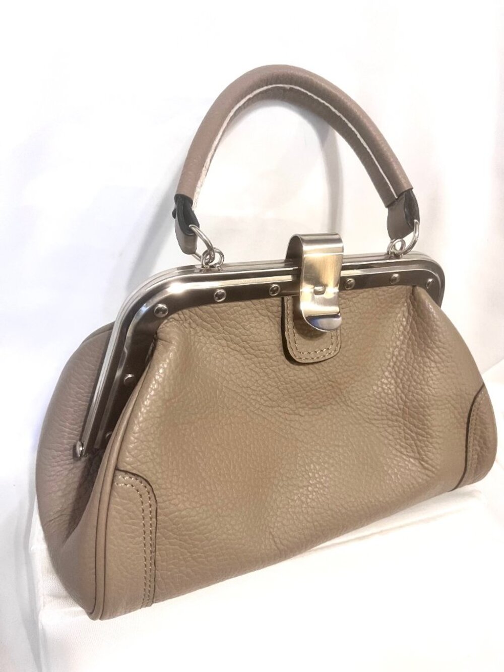 The Trend Contemporary Genuine Leather Italy Design Made/Romania-Taupe/Silver